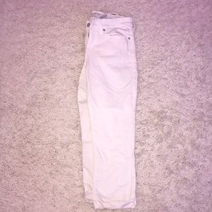 White Levi straight leg jeans.